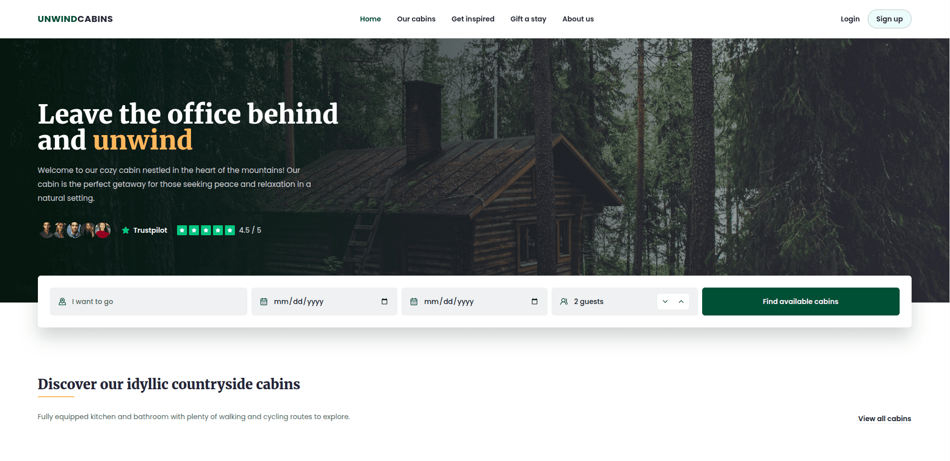 UnwindCabins - Cabin Booking System